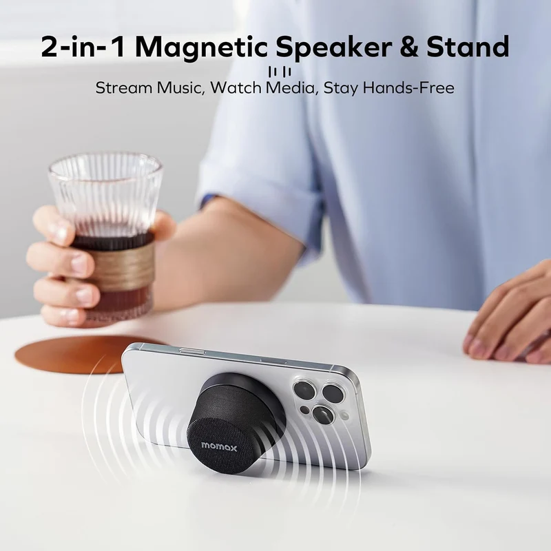 MOMAX Magnetisch Tragbarer Wireless Lautsprecher Speaker, IPX6 Wasserdicht Mini Musikbox,Verbesserte