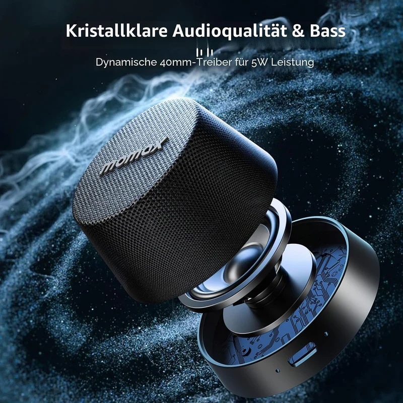 MOMAX Magnetisch Tragbarer Wireless Lautsprecher Speaker, IPX6 Wasserdicht Mini Musikbox,Verbesserte