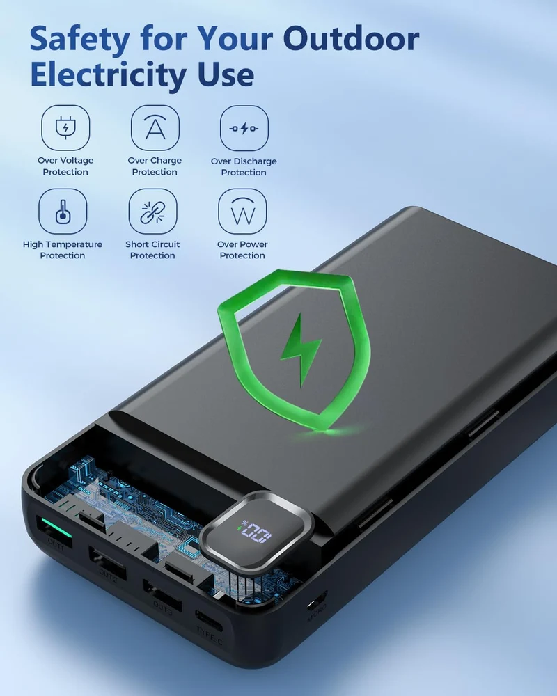 Powerbank 50000mAh, USB C Tragbares Ladegerät mit 22,5W Schnellladung Schwarz-P500, Schwarz-P500