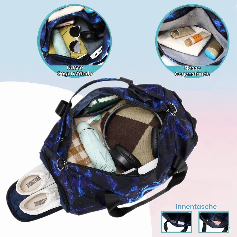 Sporttasche Kinder Jungen Reisetasche Trainingstasche Turntasche Klein Schwimmtasche Kinder mit Schu
