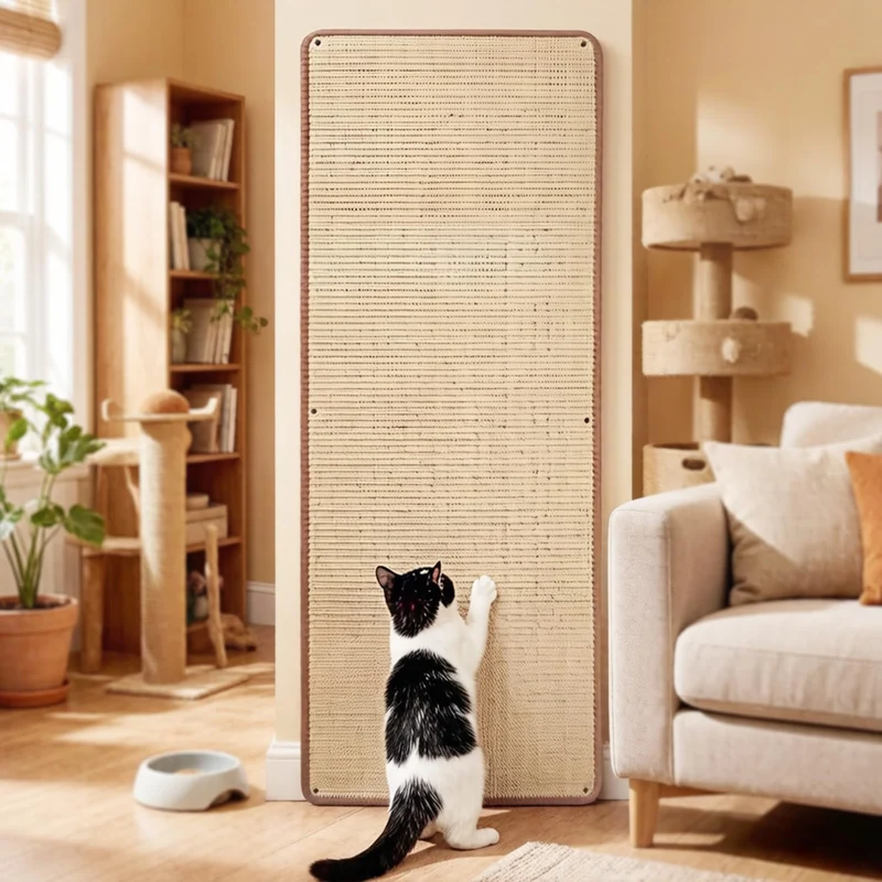 Kratzmatte Katze,2 Pack Kratzbretter Katze Sisal, Kratzmatte Katze aus natürlichem Sisal mit Selbstk