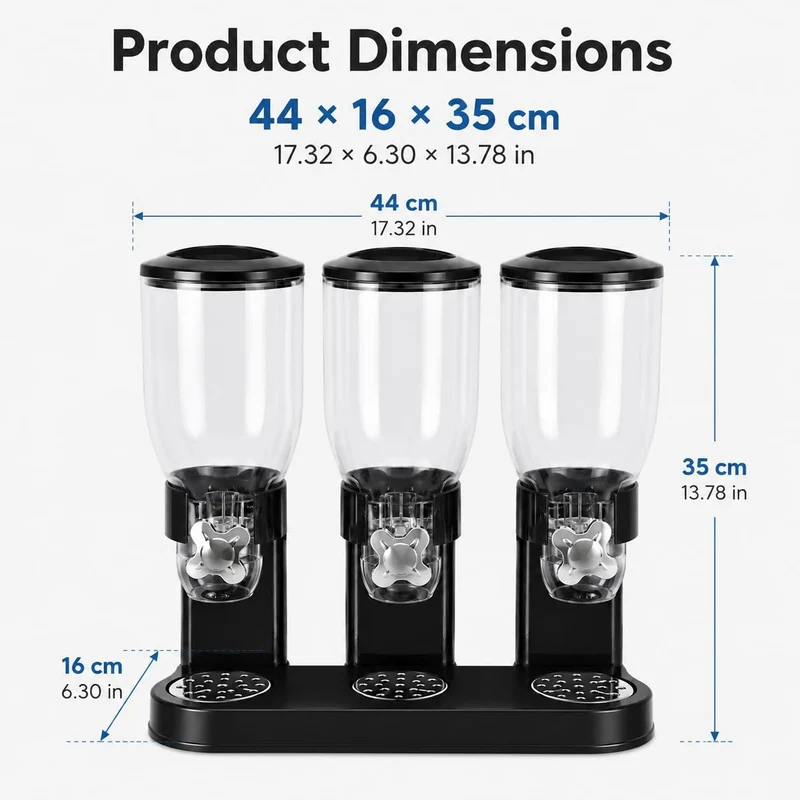 Müslispender Getreidespender Luftdichter Behälter 3x2L für Küche
