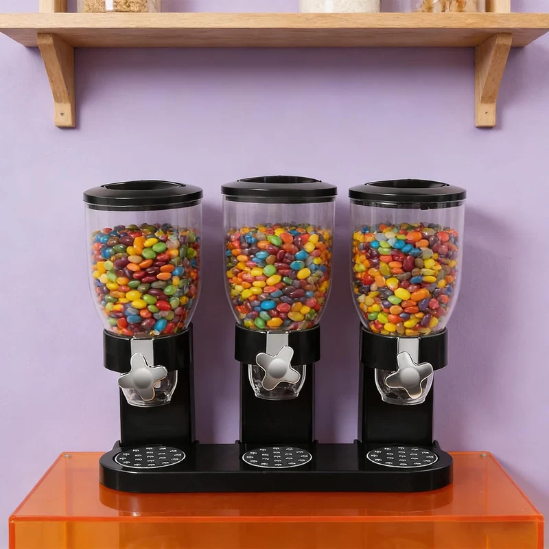 Cereal Dispenser Countertop 3er Set, Drehknopf-Müslispender Mit Transparenten Behältern, Luftdichter