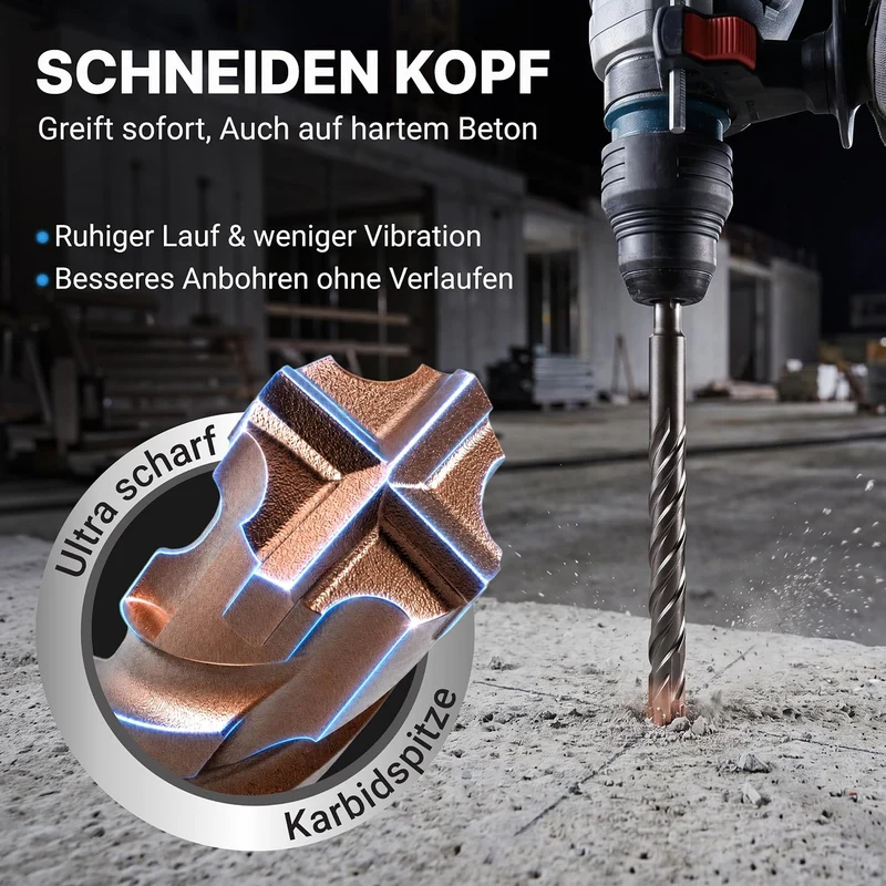 SDS Plus Betonbohrer Set PGM zertifiziert [7tlg. Ø 5-12 mm]