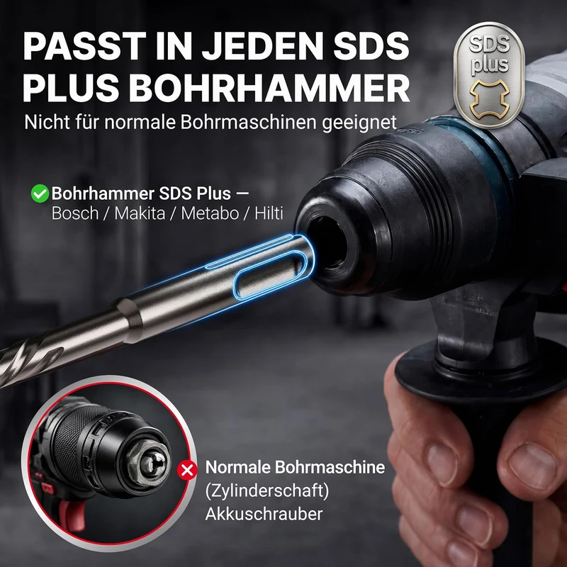 SDS Plus Betonbohrer Set PGM zertifiziert [7tlg. Ø 5-12 mm]