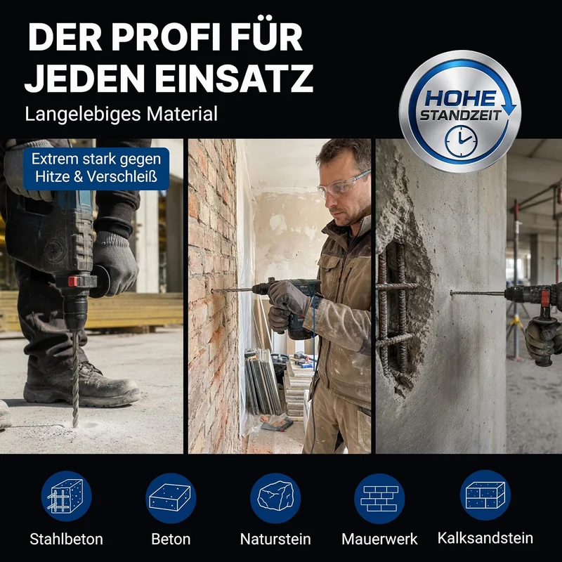 SDS Plus Betonbohrer Set PGM zertifiziert [7tlg. Ø 5-12 mm]