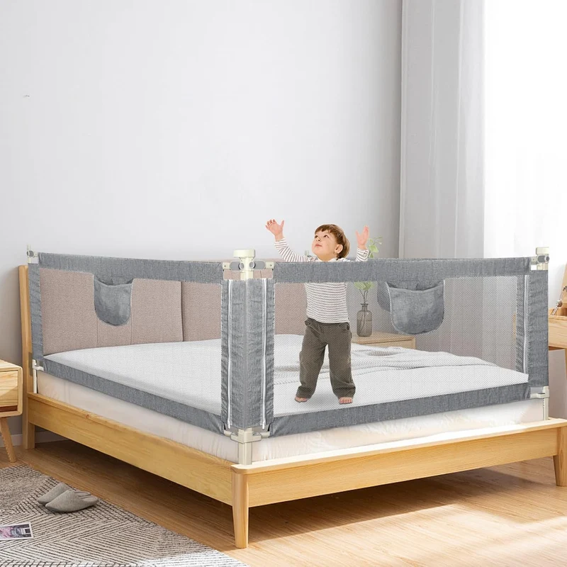 Supfine Bettgitter für Kinder, Höhenverstellbar 70-99 cm, Rausfallschutz Bett aus Kohlenstoffstahl,