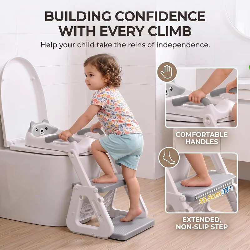 Toilettensitz Kinder mit Treppe, 2-in-1 klappbar toilettenleiter, stabil