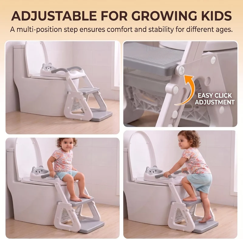Toilettensitz Kinder mit Treppe, 2-in-1 klappbar toilettenleiter, stabil