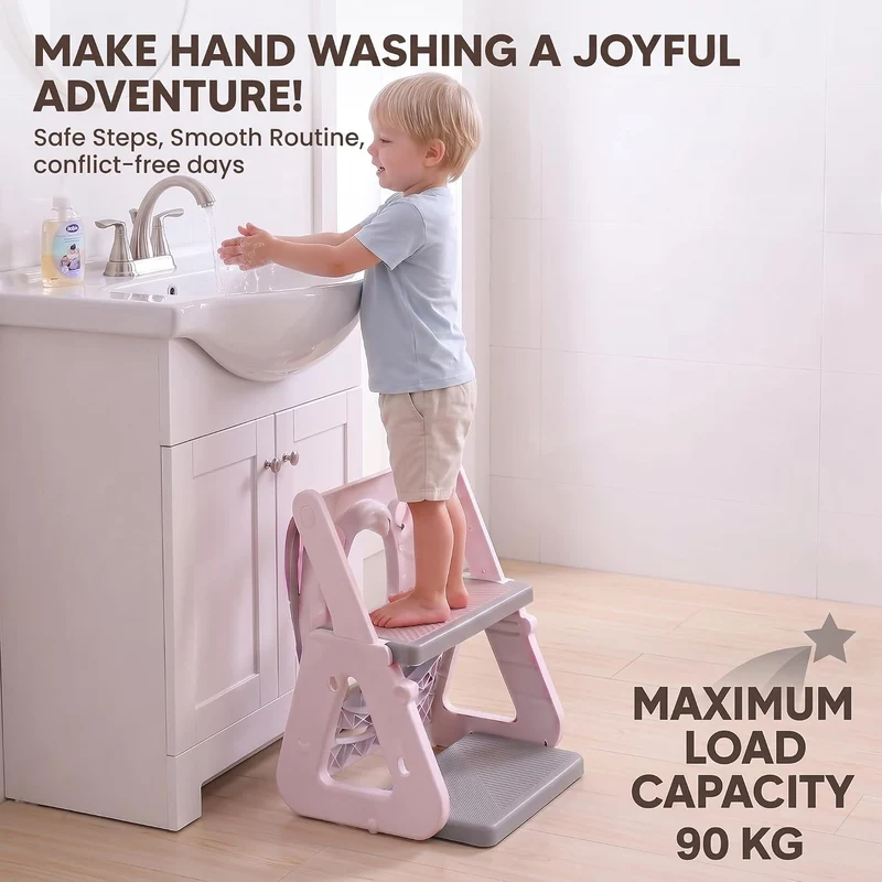 Toilettensitz Kinder mit Treppe, 2-in-1 klappbar toilettenleiter, stabil