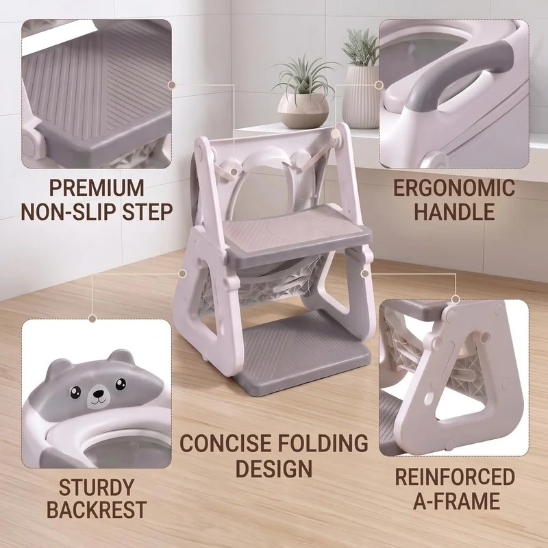 Toilettensitz Kinder mit Treppe, 2-in-1 klappbar toilettenleiter, stabil