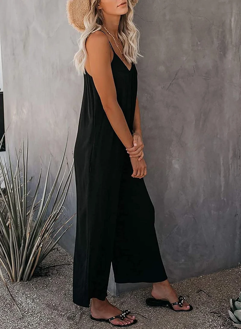 Dokotoo Damen Jumpsuit Ärmellos Jumpsuit Casual Overall Sexy Hosenanzug V-Ausschnitt Playsuit Sommer
