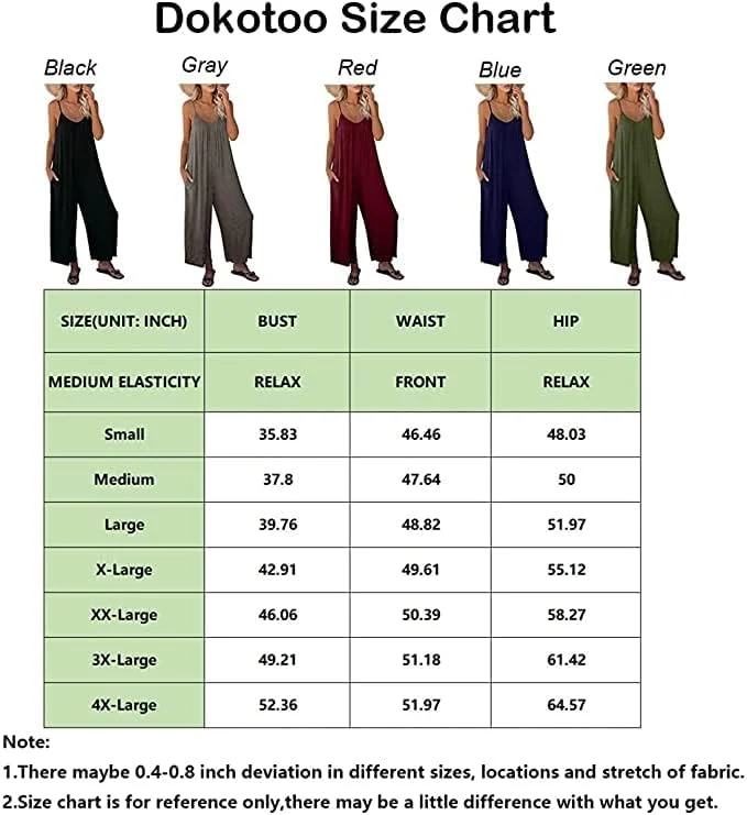 Dokotoo Damen Jumpsuit Ärmellos Jumpsuit Casual Overall Sexy Hosenanzug V-Ausschnitt Playsuit Sommer