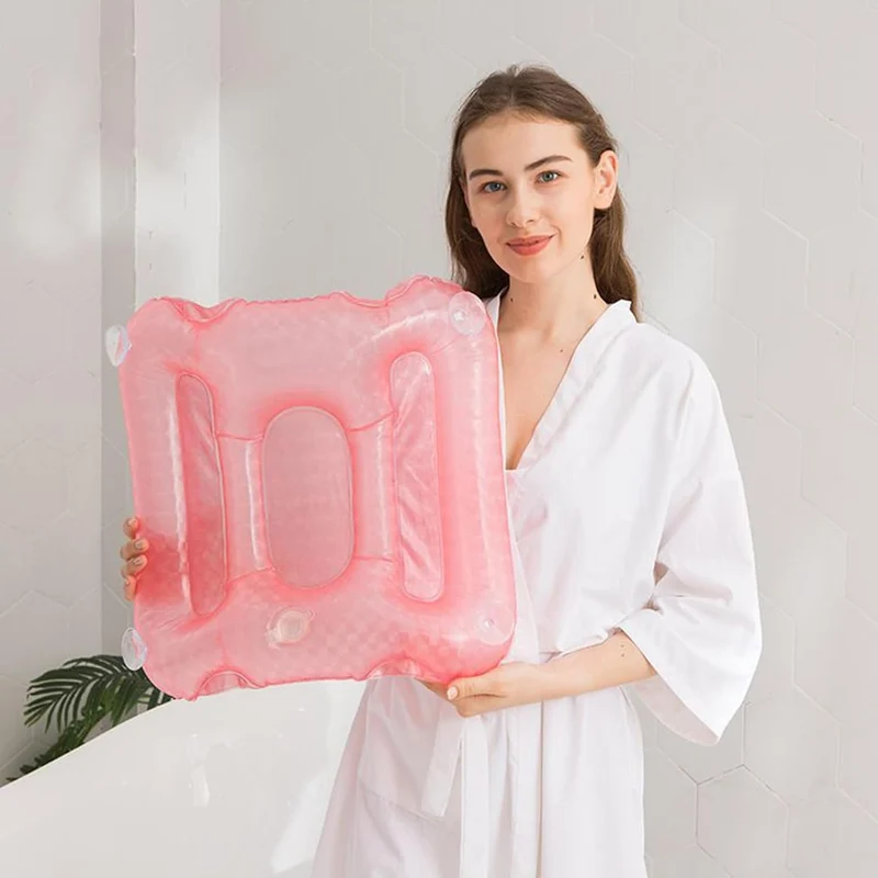 Bath Cushion, Inflatable Bathtub Pillow, PVC Material, Curved Design, Anti Slip Bathing Pad, Tub Hea