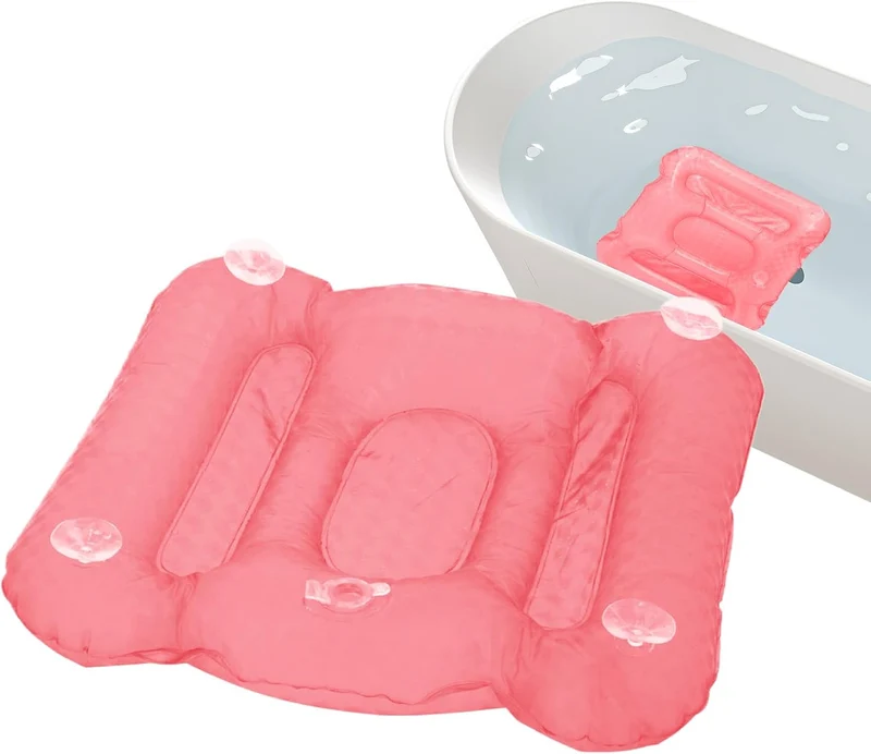 Bath Cushion, Inflatable Bathtub Pillow, PVC Material, Curved Design, Anti Slip Bathing Pad, Tub Hea