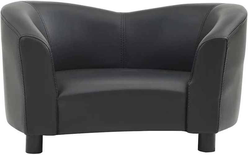 Katzen- und Hundesofa Schwarz Kunstleder 67x41x39cm für kleine Tiere Haustiersofa 170946