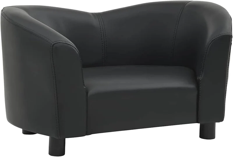 Katzen- und Hundesofa Schwarz Kunstleder 67x41x39cm für kleine Tiere Haustiersofa 170946