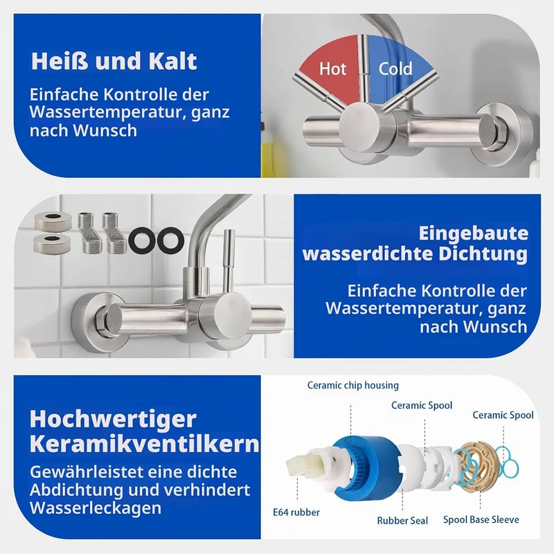 Wasserhahn Küche Wandmontage mit 2 Strahlarten
