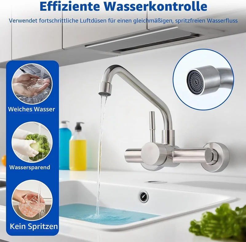 Wasserhahn Küche Wandmontage mit 2 Strahlarten