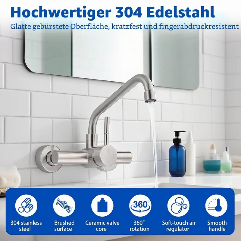 Wasserhahn Küche Wandmontage mit 2 Strahlarten