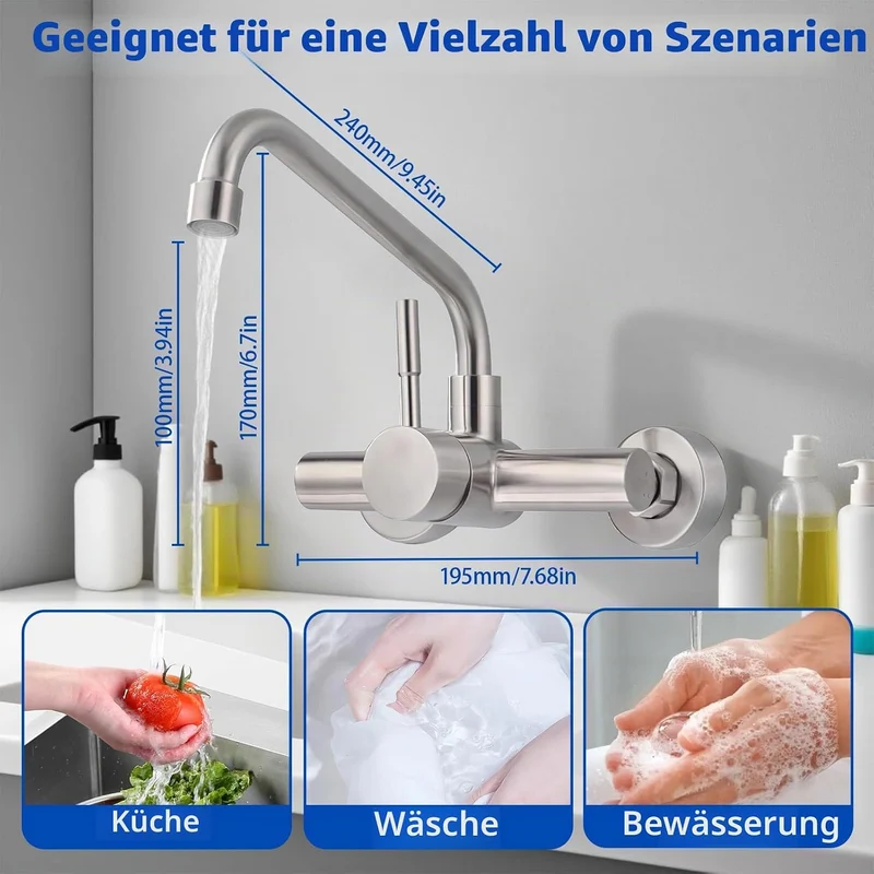 Wasserhahn Küche Wandmontage mit 2 Strahlarten