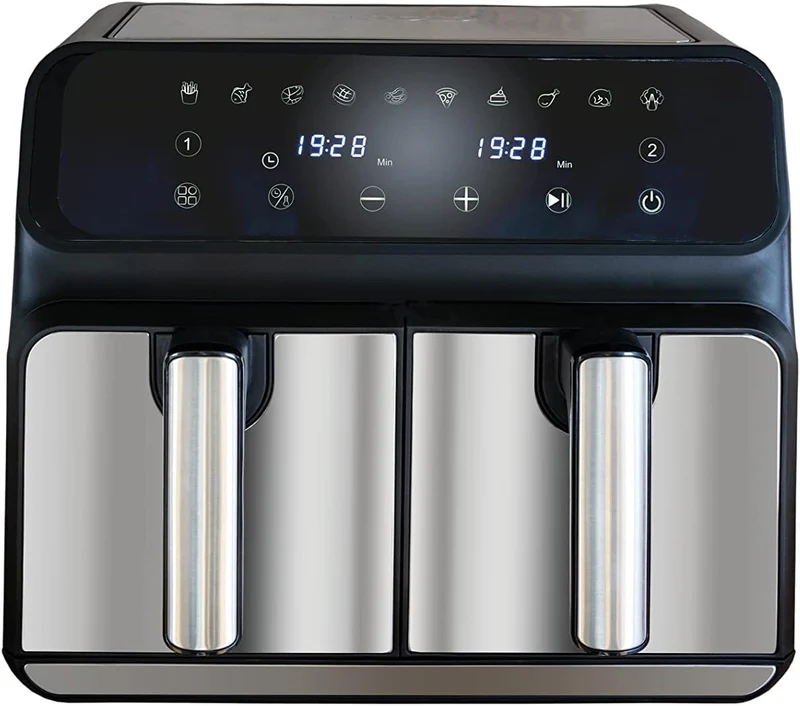 Unold 58685 Heissluftfritteuse Doppelkammer Twin Zone - Doppel-Heissluftfritteuse, 1.700 Watt, 8 Lit