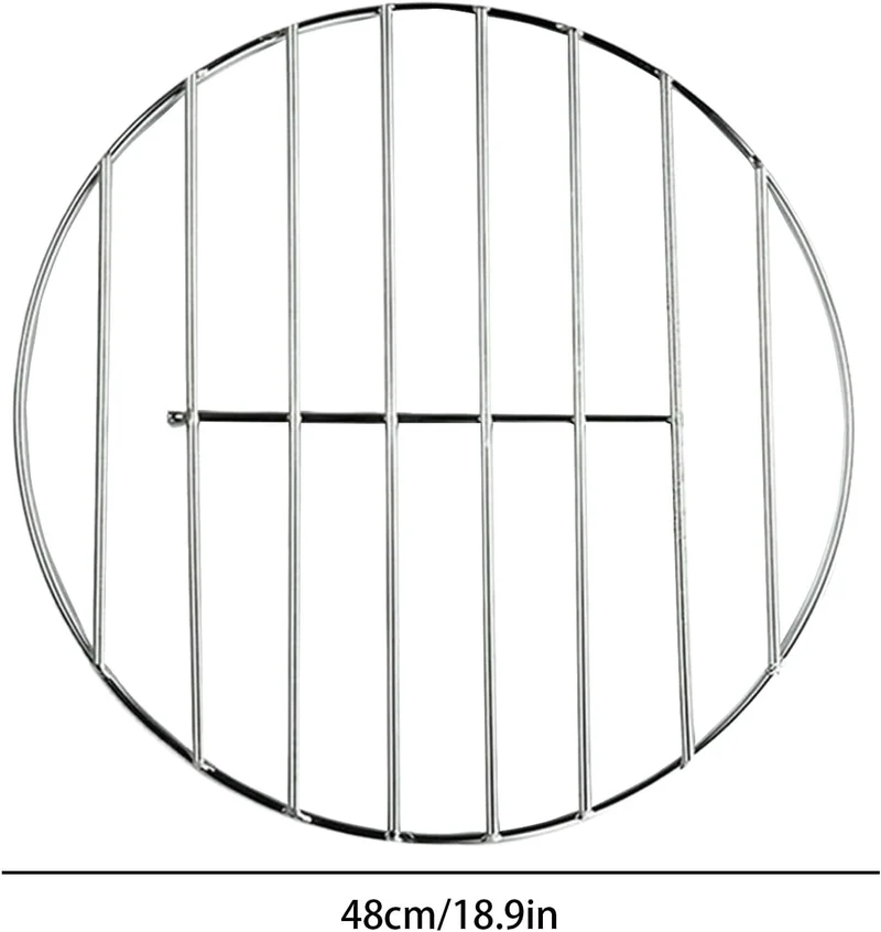 Grillrost, runder Drahtgitter, 48 cm, Edelstahl-Konstruktion und hitzebeständiges Design, Grillgitte
