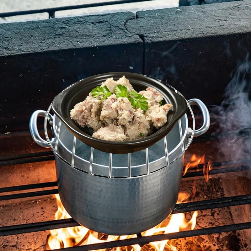 Grillrost, runder Drahtgitter, 48 cm, Edelstahl-Konstruktion und hitzebeständiges Design, Grillgitte