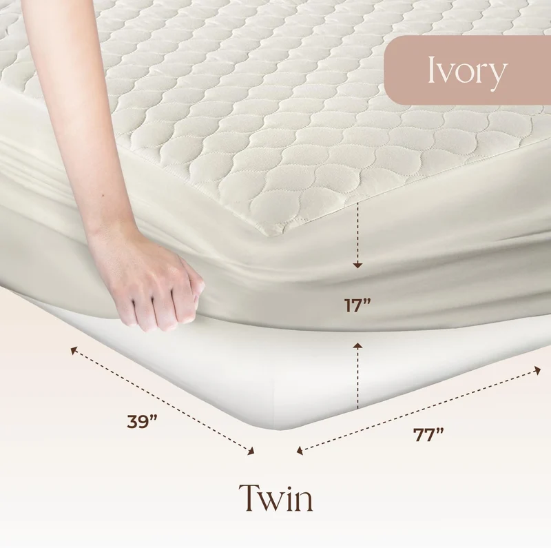 Whisper Organics, 100% Organic Mattress Protector - Quilted Fitted Mattress Pad Cover, GOTS Certifie