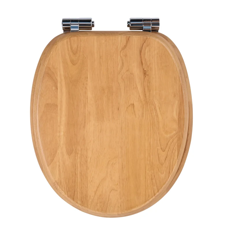 WC-Sitz aus Massivholz - Kautschukholz (Hevea) mit Absenkautomatik, Schnellverschluss & Easy-Clean,