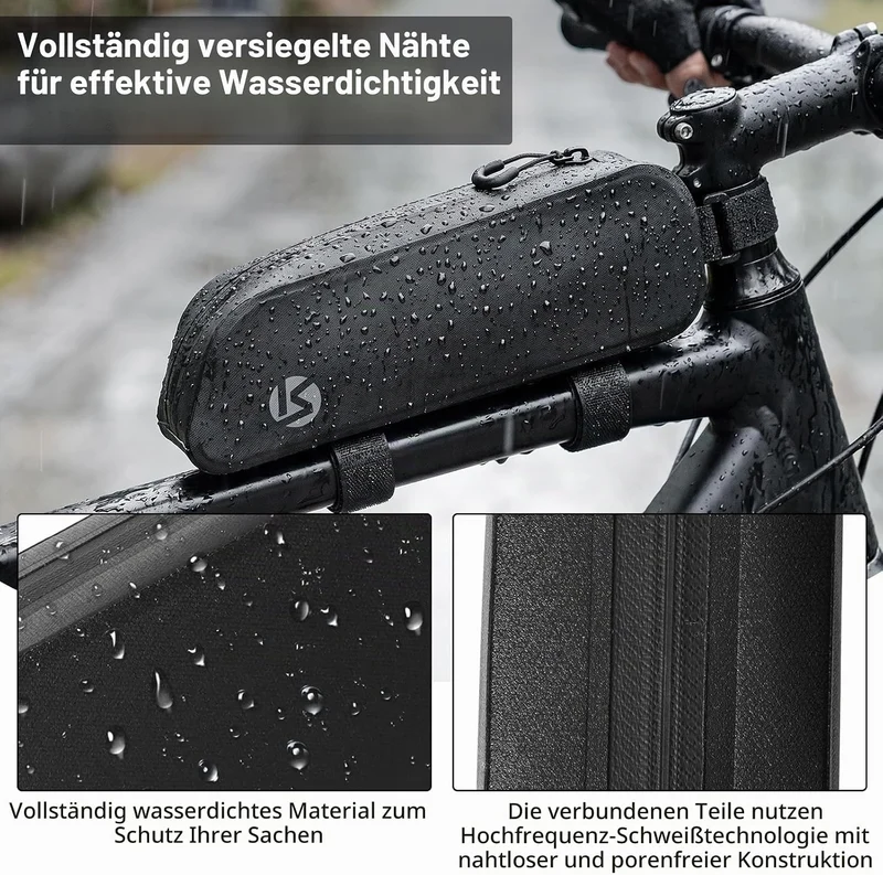 Fahrradtasche Oberrohr, Oberrohrtasche Rennrad 1,2L mit Riemenbefestigung | Wasserdichte Rahmentasch