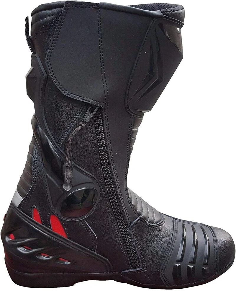 BI ESSE - Stiefel Motorradstiefel Modell Sport Rennstrecke Leder Professionelle Atmungsaktiv Schwarz