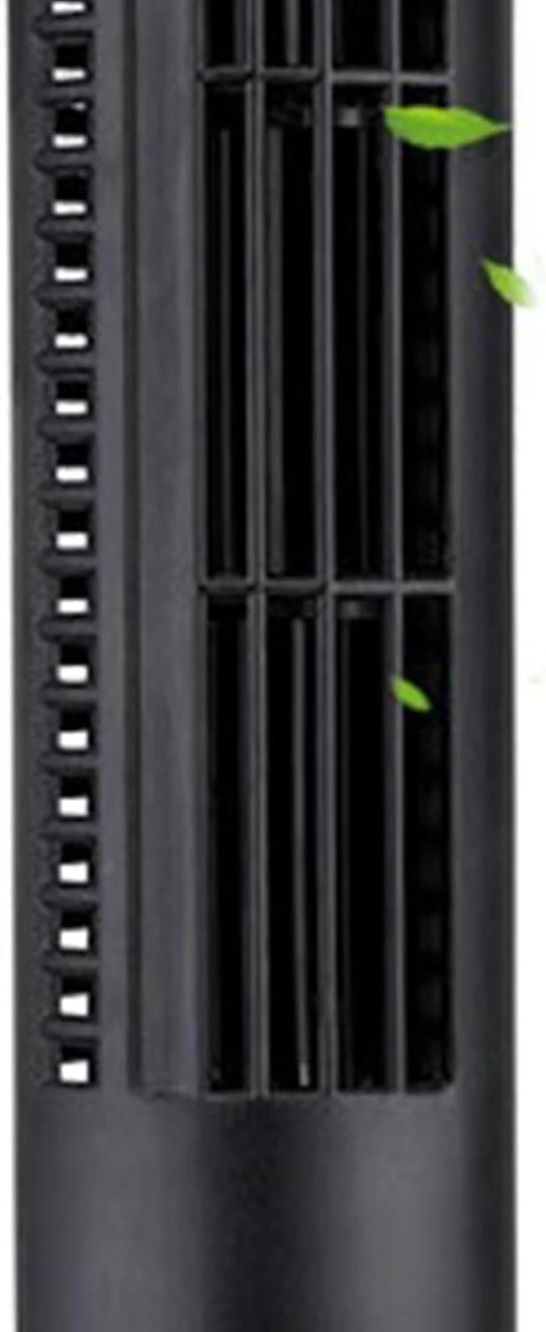 USB Flügelloser Turmventilator, Oszillierend 2 Geschwindigkeiten | Schwarz, Wiederaufladbar, Leiser