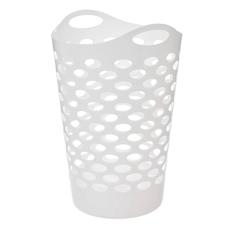 5five – Flexibler Wäschekorb, 60 l, Weiss – Belüftungslöcher – leicht – ergonomische Griffe für einf