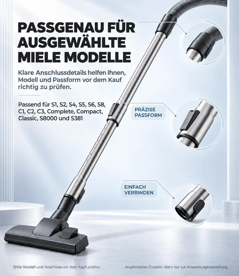 Staubsaugerrohr Ersatzteile Teleskoprohr Kompatibel mit Miele Staubsaugern