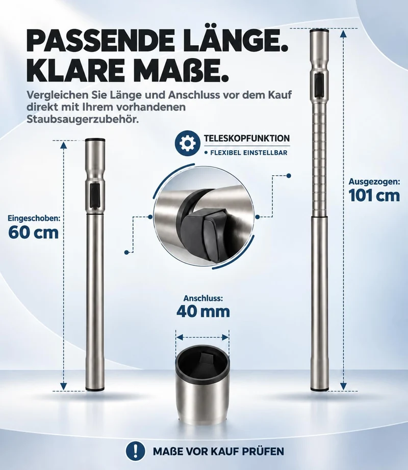Staubsaugerrohr Ersatzteile Teleskoprohr Kompatibel mit Miele Staubsaugern