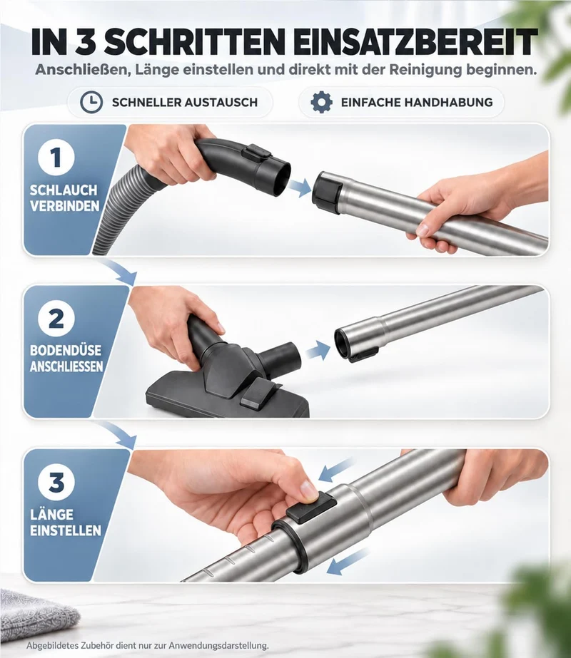 Staubsaugerrohr Ersatzteile Teleskoprohr Kompatibel mit Miele Staubsaugern