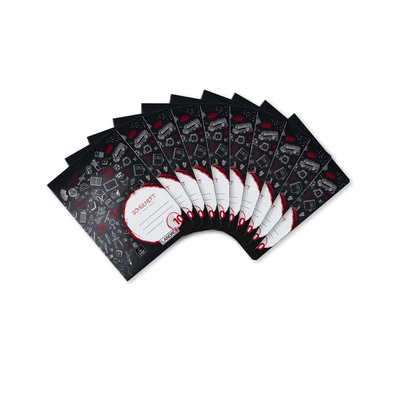 Landré Schulheft A5, 32 Blatt, Lineatur 10, kariert mit Rand, 10 Stück Lineatur 10 - kariert mit Ran