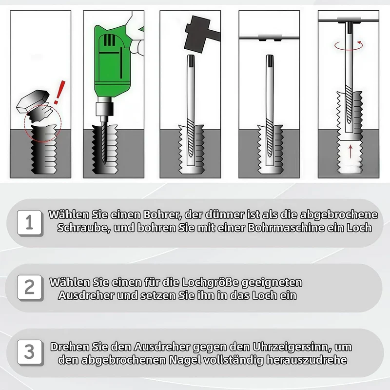 Schraubenausdreher Set, 17-teilig aus HSS 4341, Linksausdreher Set, Schrauben Entferner, Spiral Scre