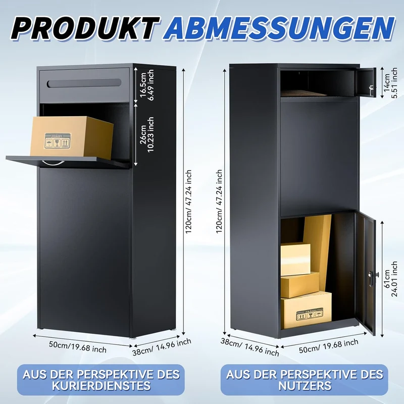 Briefkasten Paketbox für den Aussenbereich, extra grosse Paketboxen mit sicherer Lagerung, wasserdic