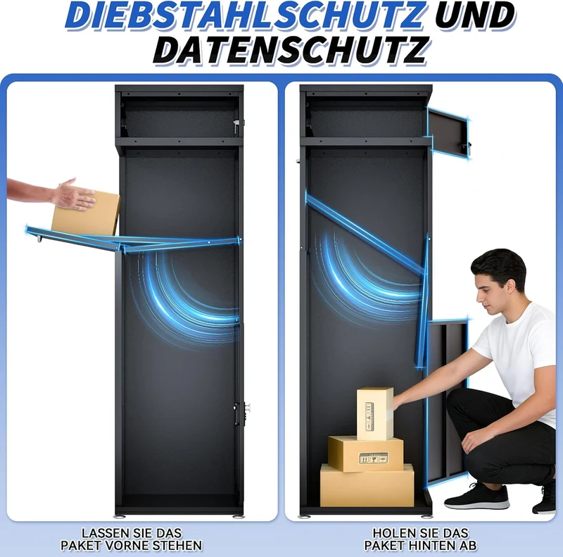 Briefkasten Paketbox für den Aussenbereich, extra grosse Paketboxen mit sicherer Lagerung, wasserdic