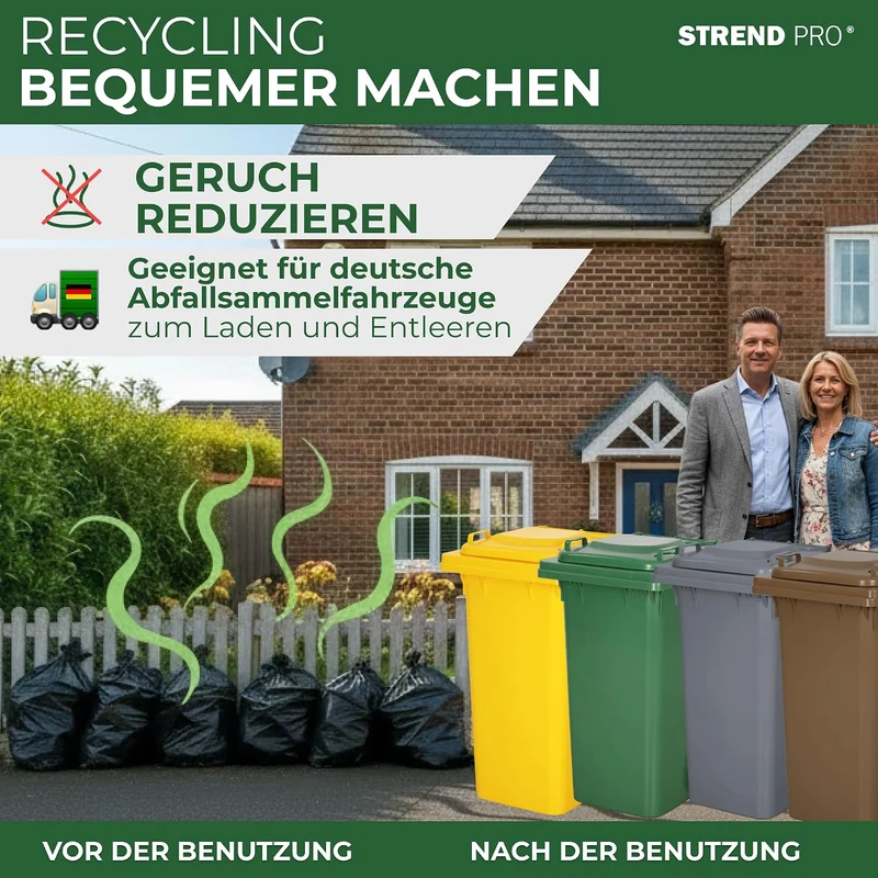 STREND PRO Mülltonne 120L Grau | Grosse Tonne für Restmüll & Haushalt | Mülleimer mit Deckel & Räder