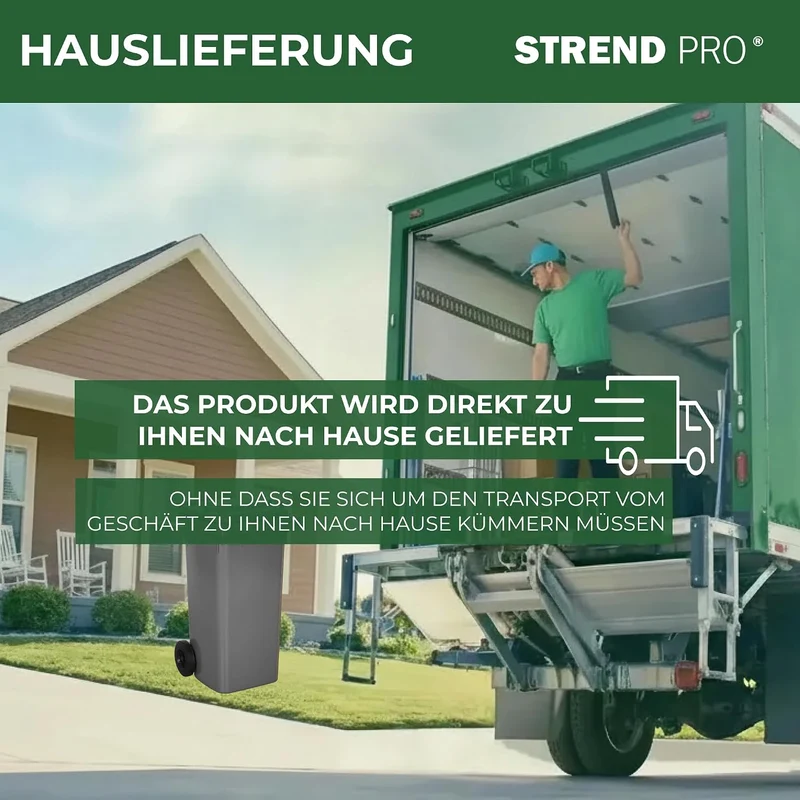 STREND PRO Mülltonne 120L Grau | Grosse Tonne für Restmüll & Haushalt | Mülleimer mit Deckel & Räder