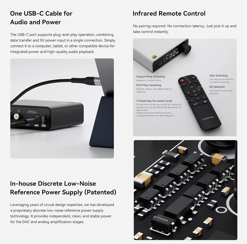 Topping DX1 II Gaming HiFi DAC-Kopfhörerverstärker – ES9039Q2M-Decoder 1000 mW × 2 vollsymmetrischer