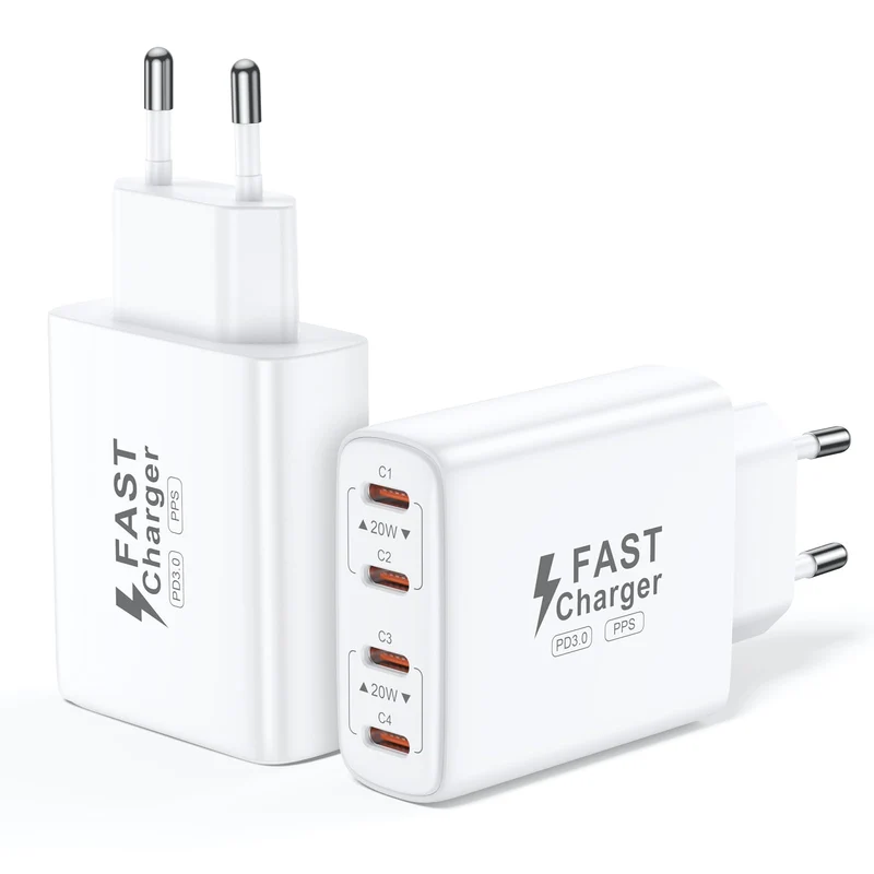 2er Pack 40W Ladegerät USB C Mehrfach, 4 Port USBC Stecker Netzteil Ladeadapter, Adapter Kompatibel