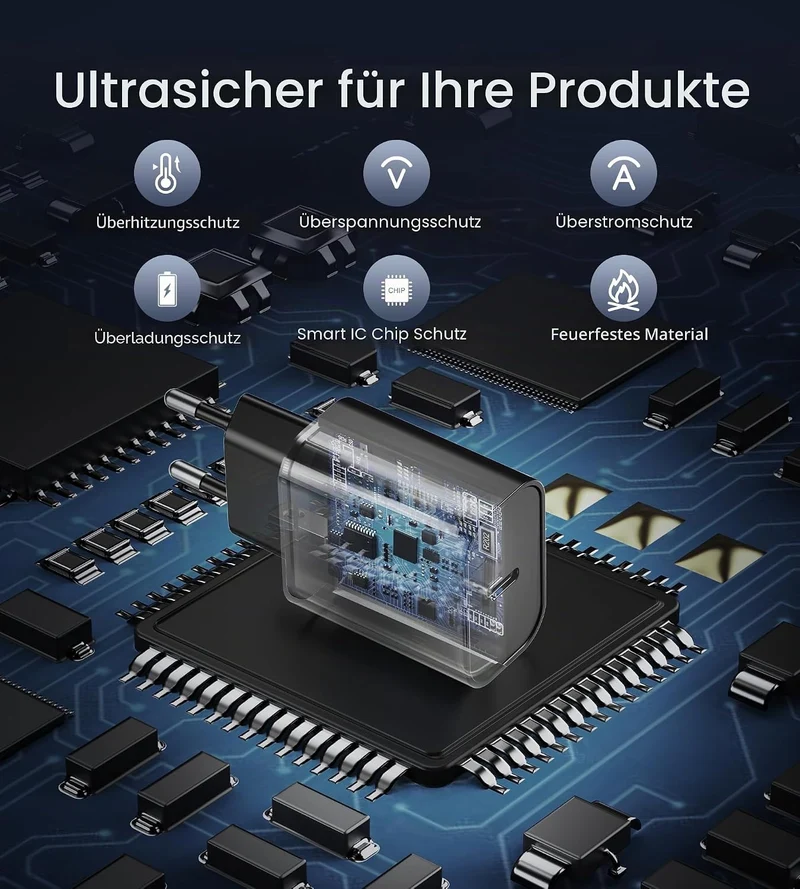 20W USB C Adapter, USB-C Ladegerät kompatibel mit i-Phone 17/16/15/14/13 Plus Pro Max Mini, i-Pad, A