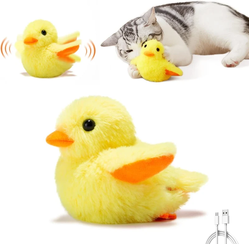 Potaroma Katzenspielzeug Ente, Katzenminze, Elektrisch & Interaktiv, Kitten | Plüsch mit Touch-Senso