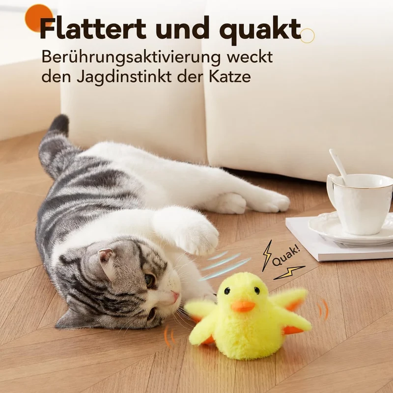 Potaroma Katzenspielzeug Ente, Katzenminze, Elektrisch & Interaktiv, Kitten | Plüsch mit Touch-Senso