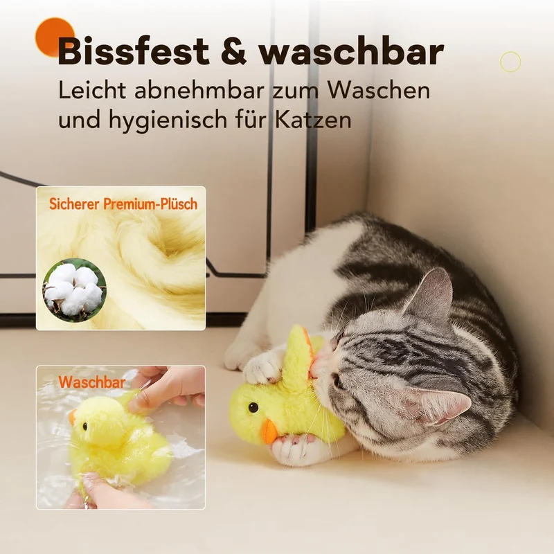 Potaroma Katzenspielzeug Ente, Katzenminze, Elektrisch & Interaktiv, Kitten | Plüsch mit Touch-Senso