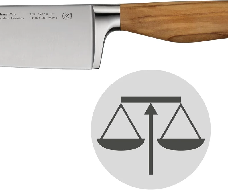 WMF Grand Wood Zubereitungsmesser 24 cm, Messer Holzgriff, Made in Germany, Olivenholzgriff Messer g